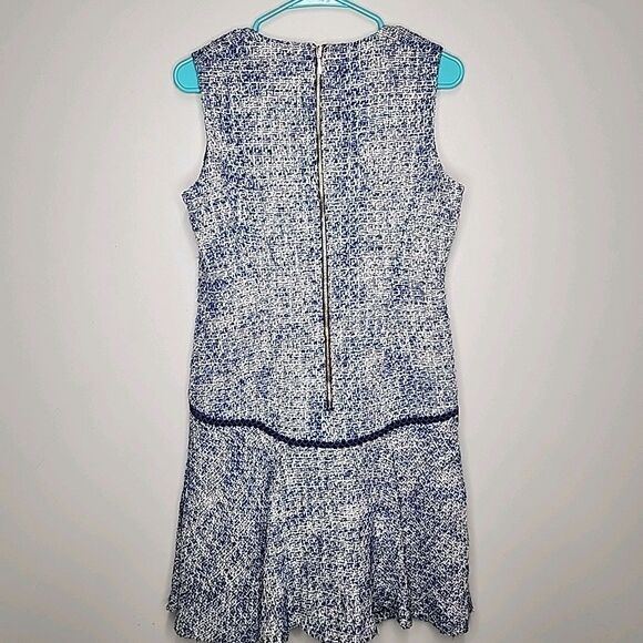 Karl Lagerfeld Drop Waisted Tweed Sleeveless Dress - Blue, White Sz 8 - Picture 5 of 9